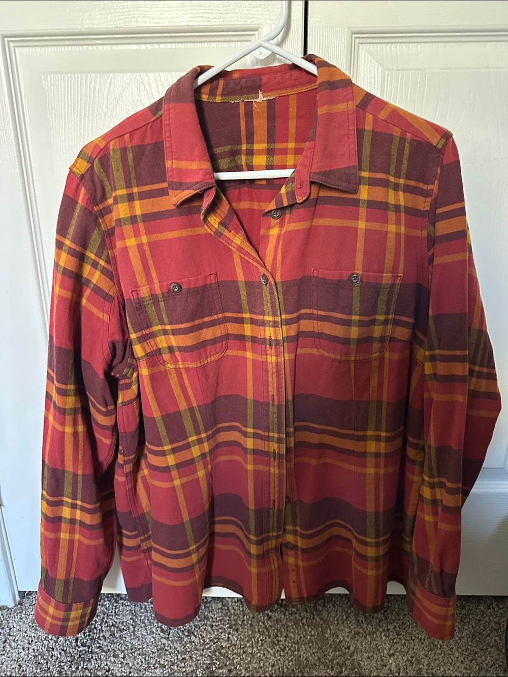 Duluth Trading Co Red Plaid Button-Down Shirt